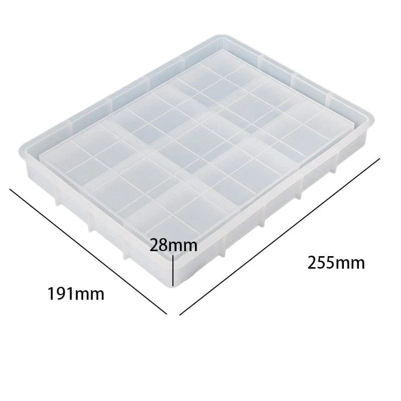 Rectangle Chess Board Texture Trinket Tray Mould with Border – 10 × 7.5 Inch