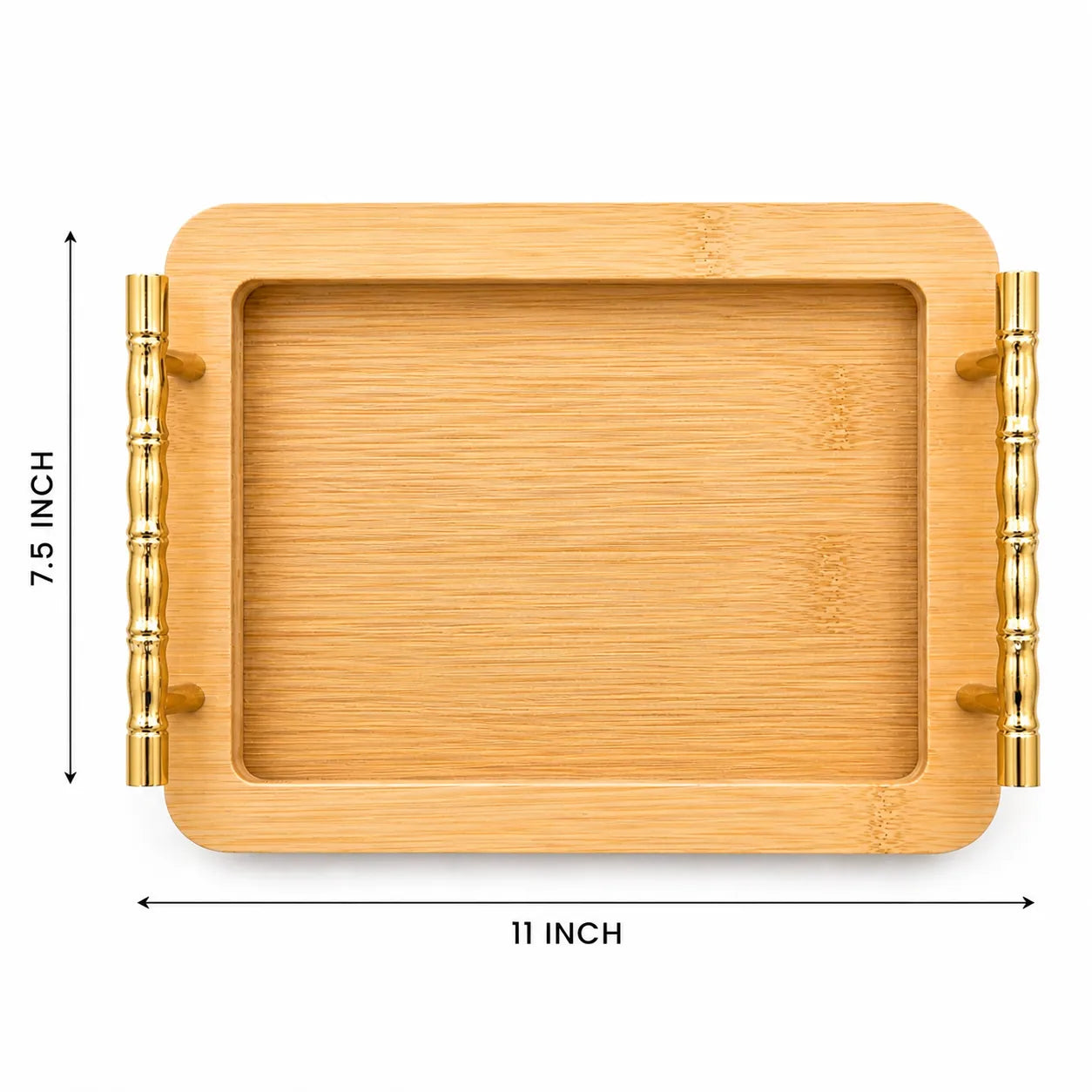 Rectangle Serving Tray with Gold Handles (11 × 7.5 Inch)