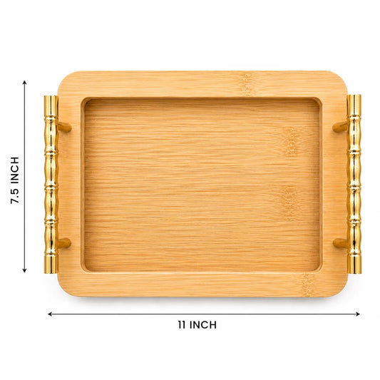 Rectangle Serving Tray with Gold Handles (11 × 7.5 Inch)
