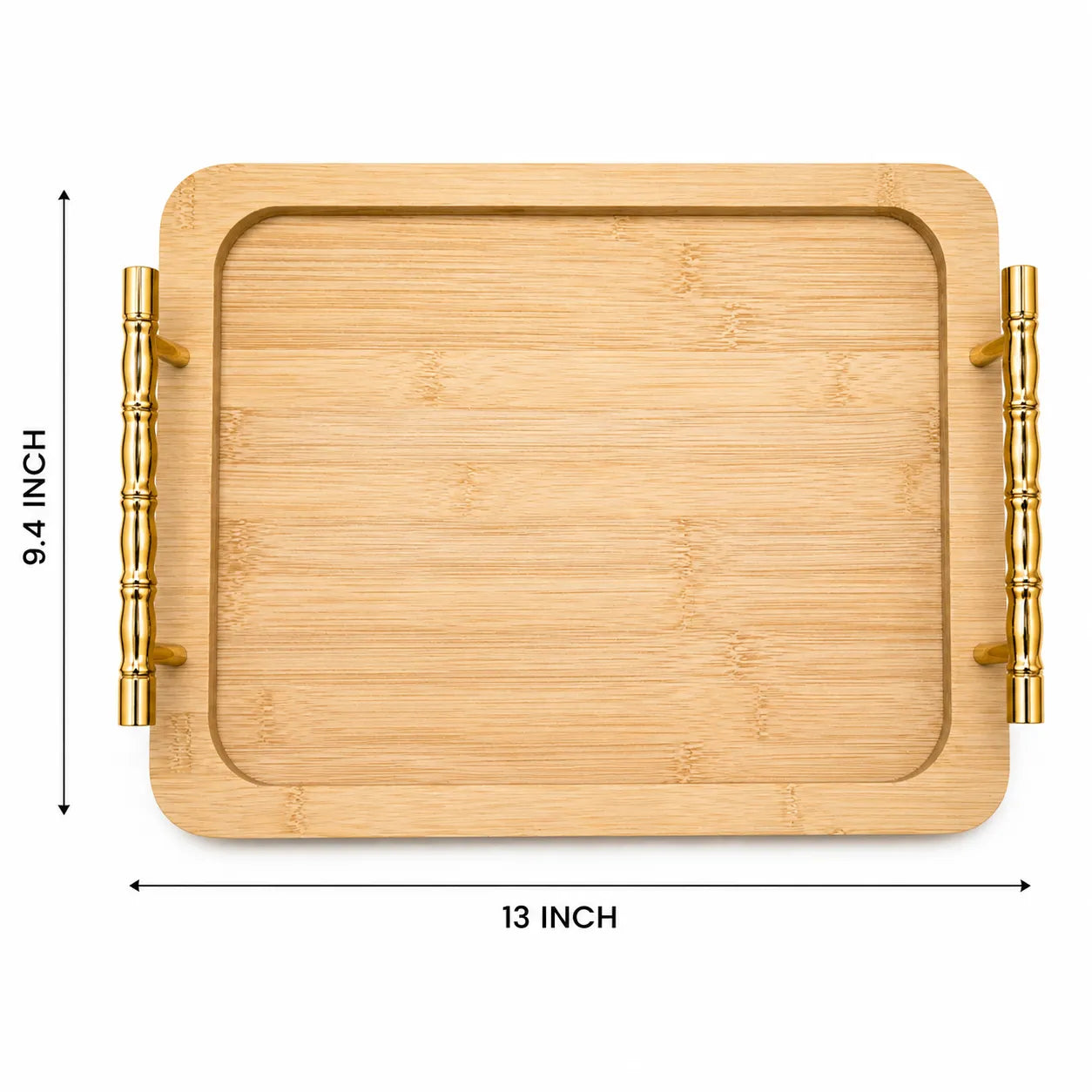 Rectangle Serving Tray with Gold Handles (13 × 9.4 Inch)