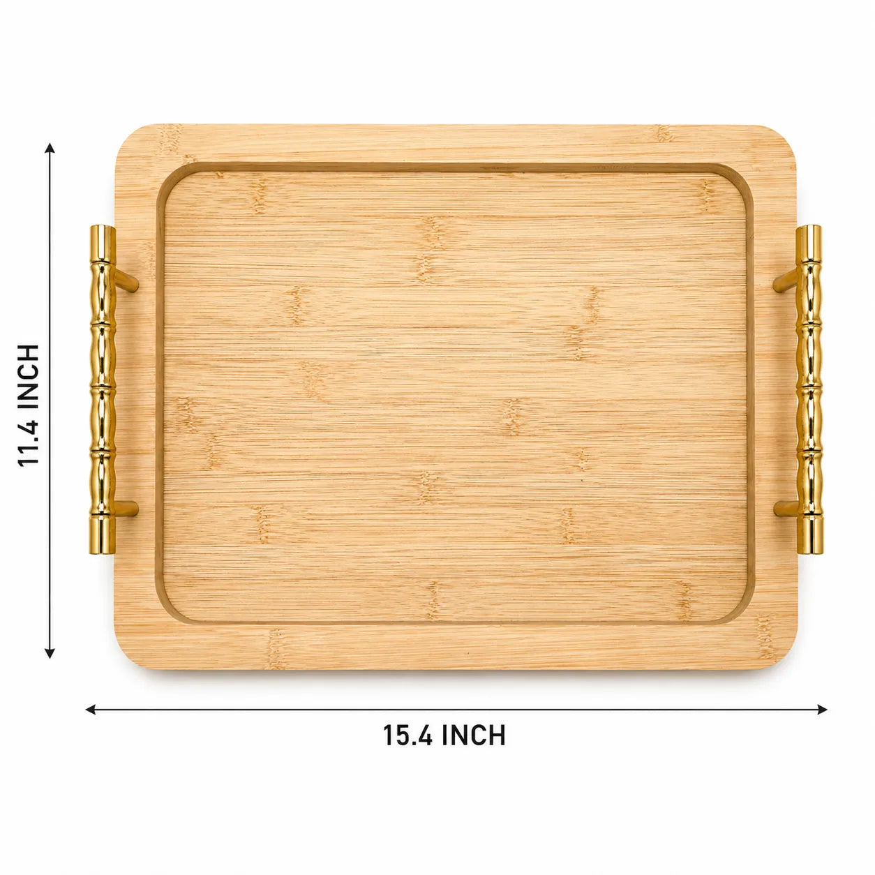 Rectangle Serving Tray with Gold Handles (15.4 × 11.4 Inch)