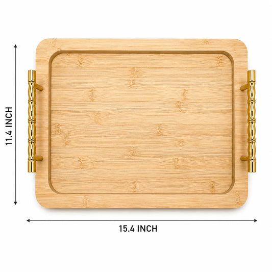 Rectangle Serving Tray with Gold Handles (15.4 × 11.4 Inch)