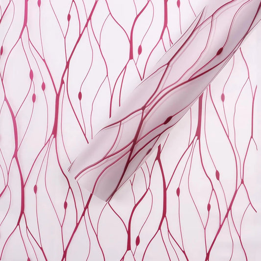 Red Vine Pattern Bouquet Wrapping Paper – 5 Sheets for Flower Bouquets, Pipe Cleaner Flowers & Gift Packing