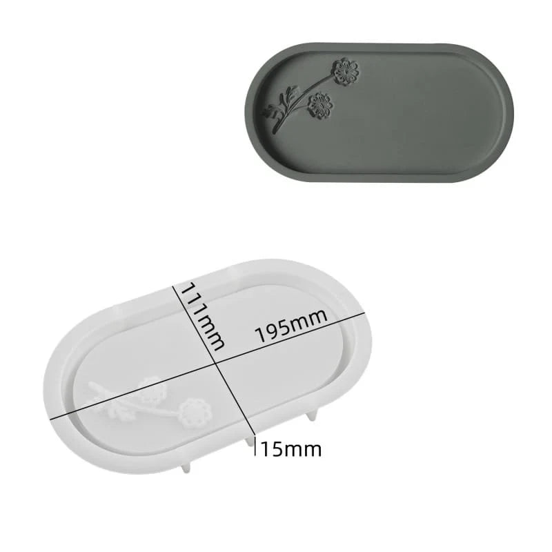Rose Print Oval Tray Mould