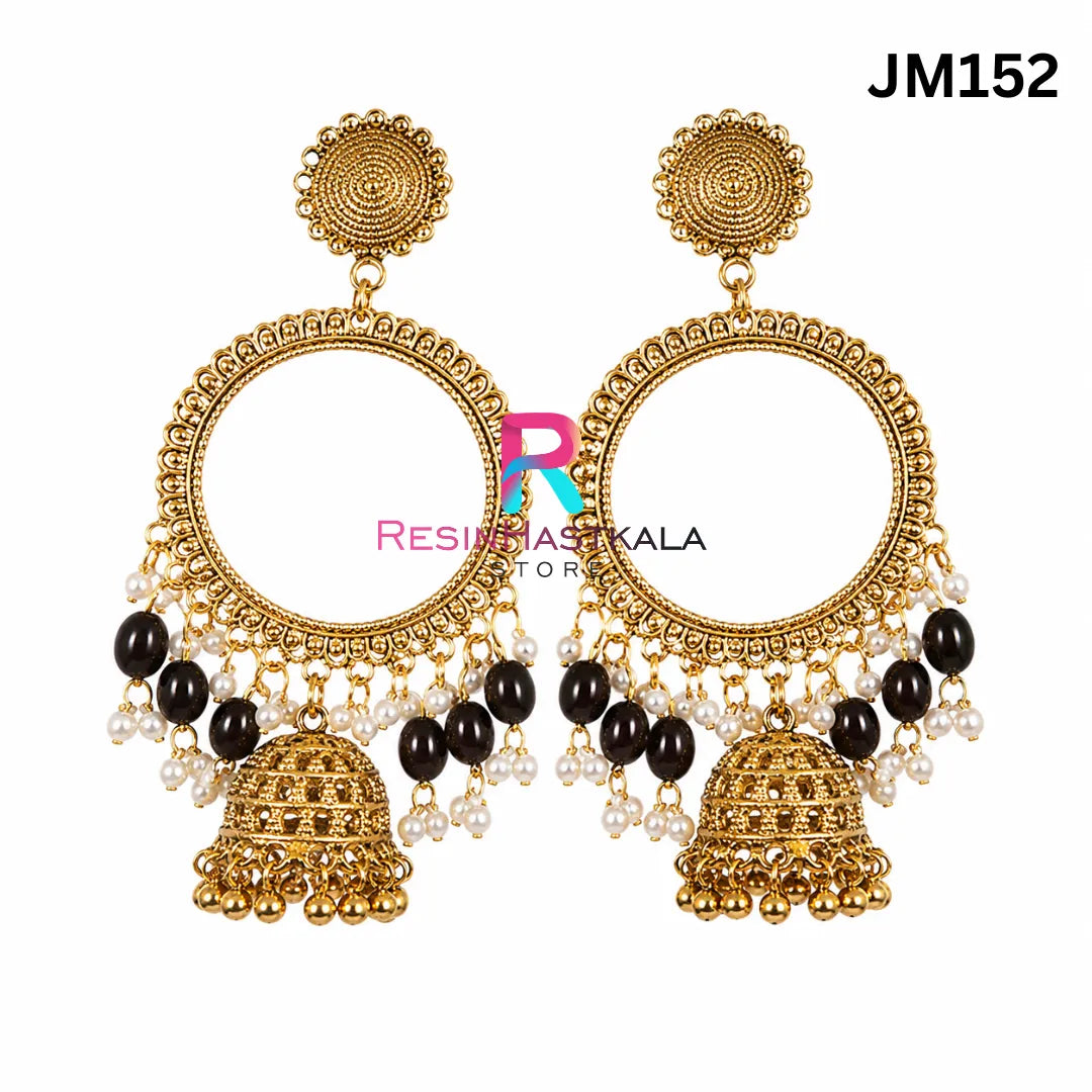 Round Chandbali Earring Bezel / Jhumka Bezel with Jumar & Beads (JM152)