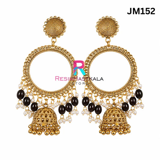 Round Chandbali Earring Bezel / Jhumka Bezel with Jumar & Beads (JM152)