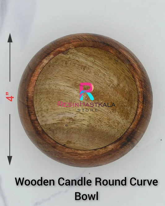 Round Curve Wooden Candle Bowl