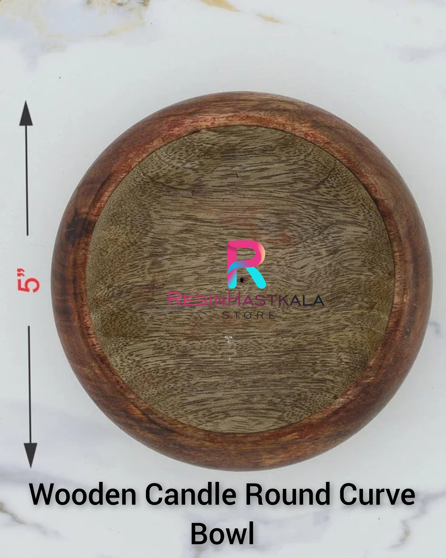 Round Curve Wooden Candle Bowl