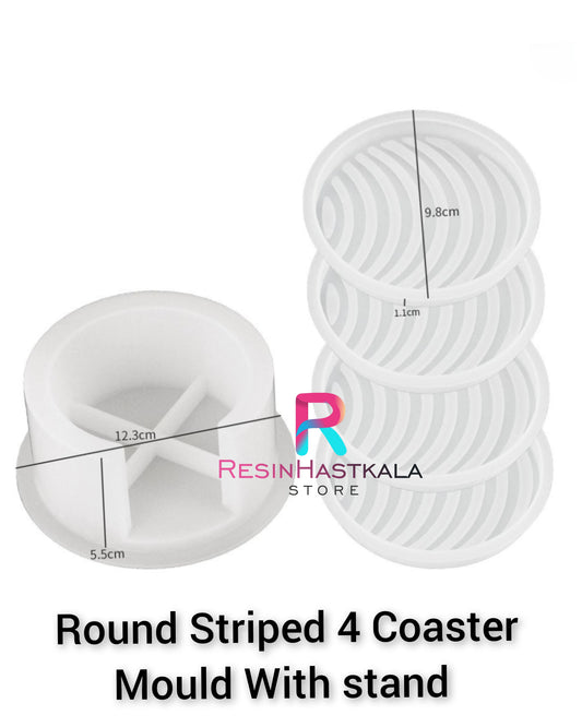 Round Stripped 4 Coaster Mould With Stand