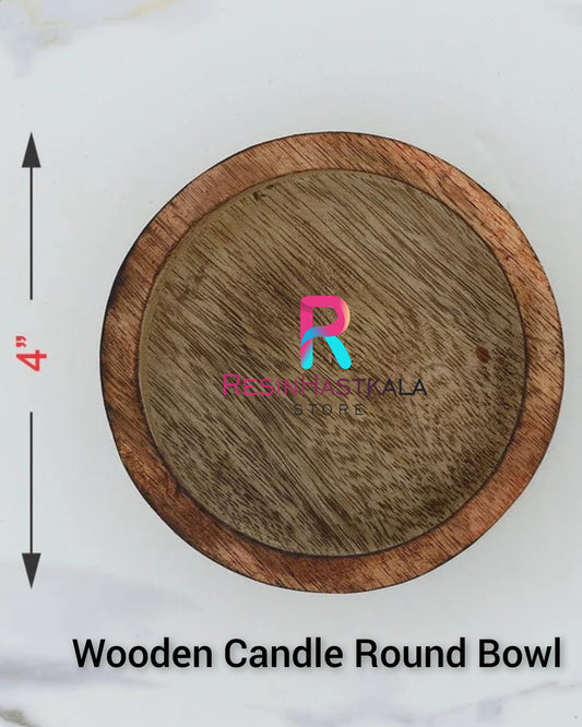 Round Wooden Candle Bowl