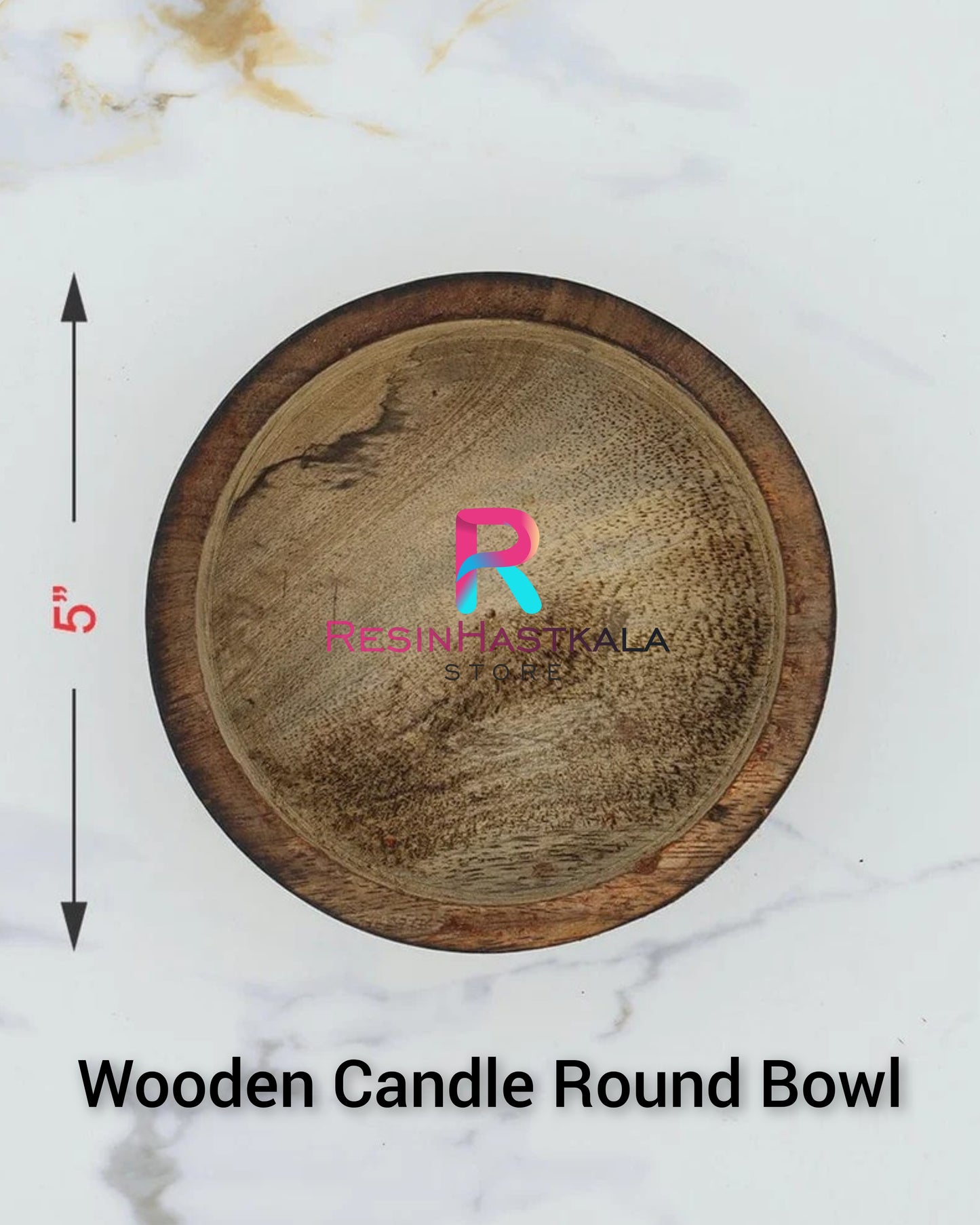 Round Wooden Candle Bowl