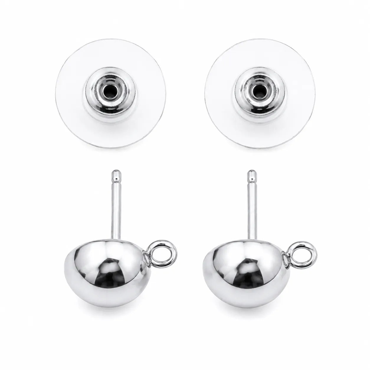 Round Ear Stud With Back Push (24 Pair)