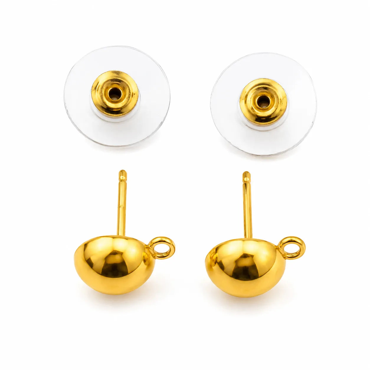 Round Ear Stud With Back Push (24 Pair)