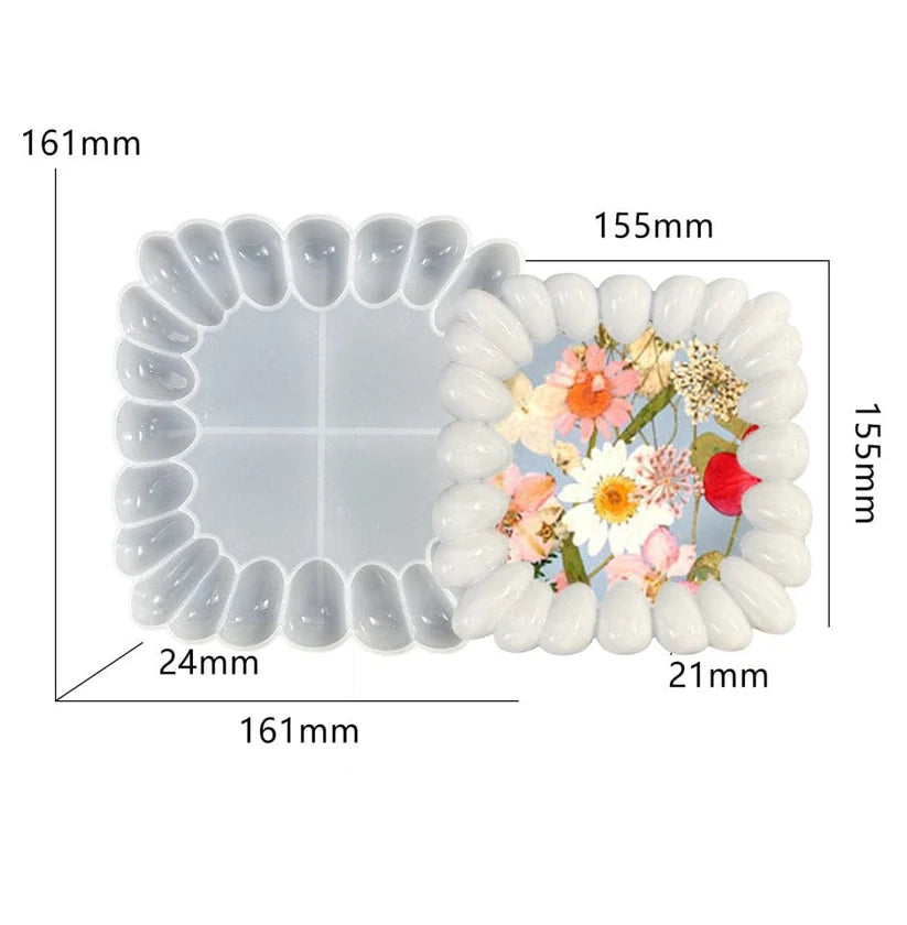Square Tray Mould With Round Bubble Border