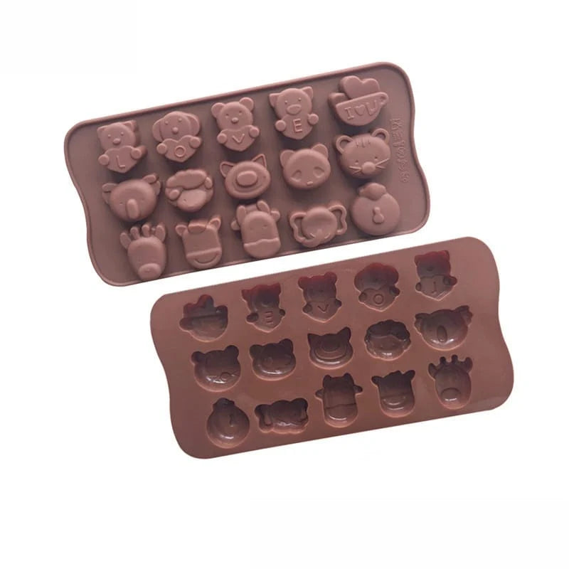 15 Cavity Cute Animal Silicone Mould 21 × 10.5 CM for DIY Resin, Concrete Art, Soap, Chocolate & Cake Making