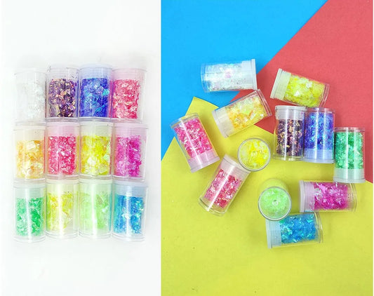 Set of 12 Colour Flakes Glitter
