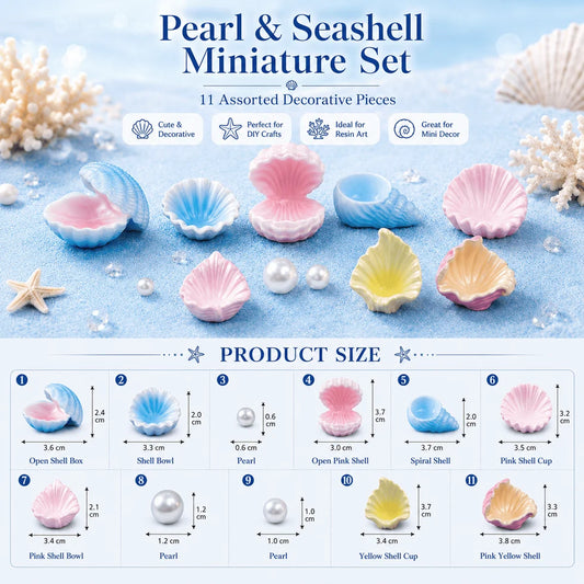 Set Of 11 Pearl & Seashell Miniature Set