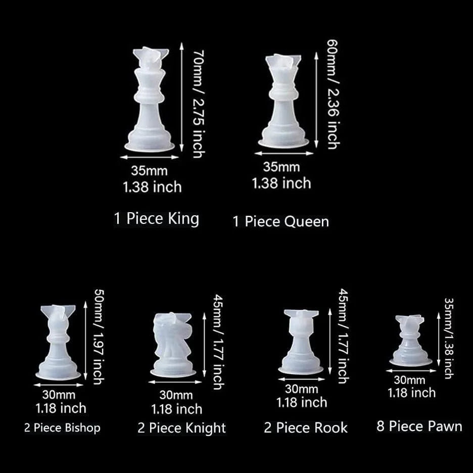 Set Of 16 Chess Game Pieces Mould (No Board)