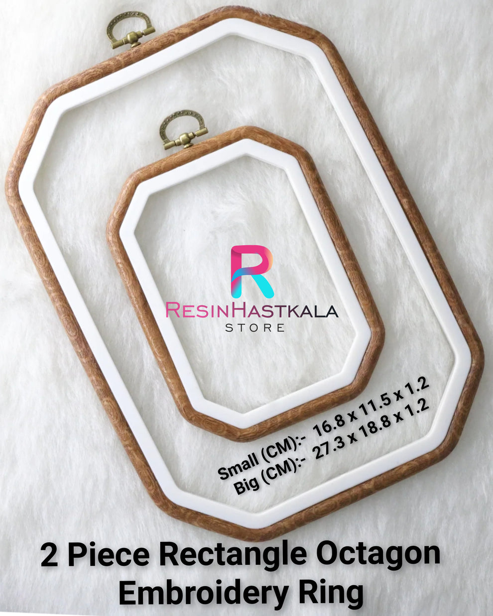 Set Of 2 Rectangle Octagon Embroidery Ring – Resinhastkala Store