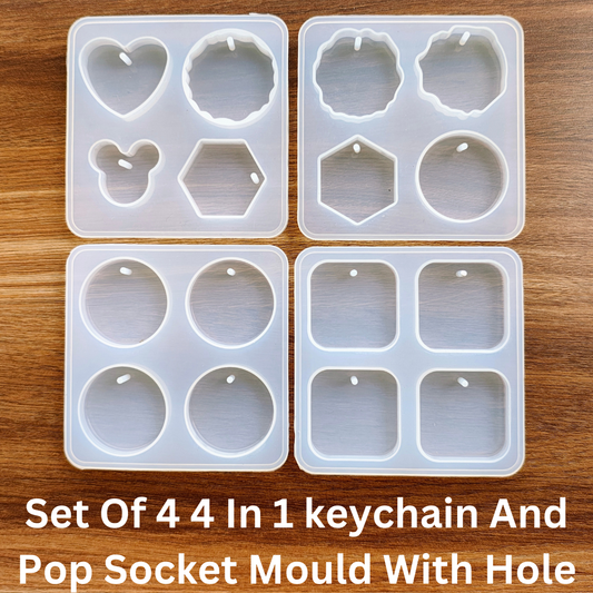 Set Of 4 4 In 1 keychain And Pop Socket Mould With Hole