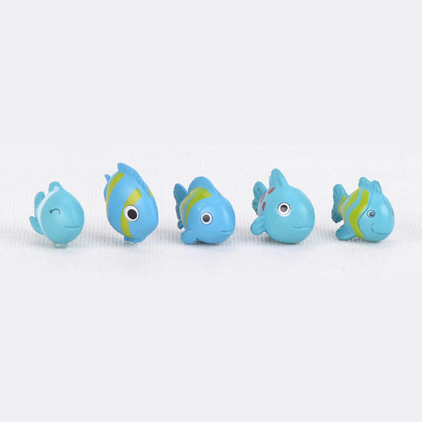 Set Of 5 Blue Fish Miniature