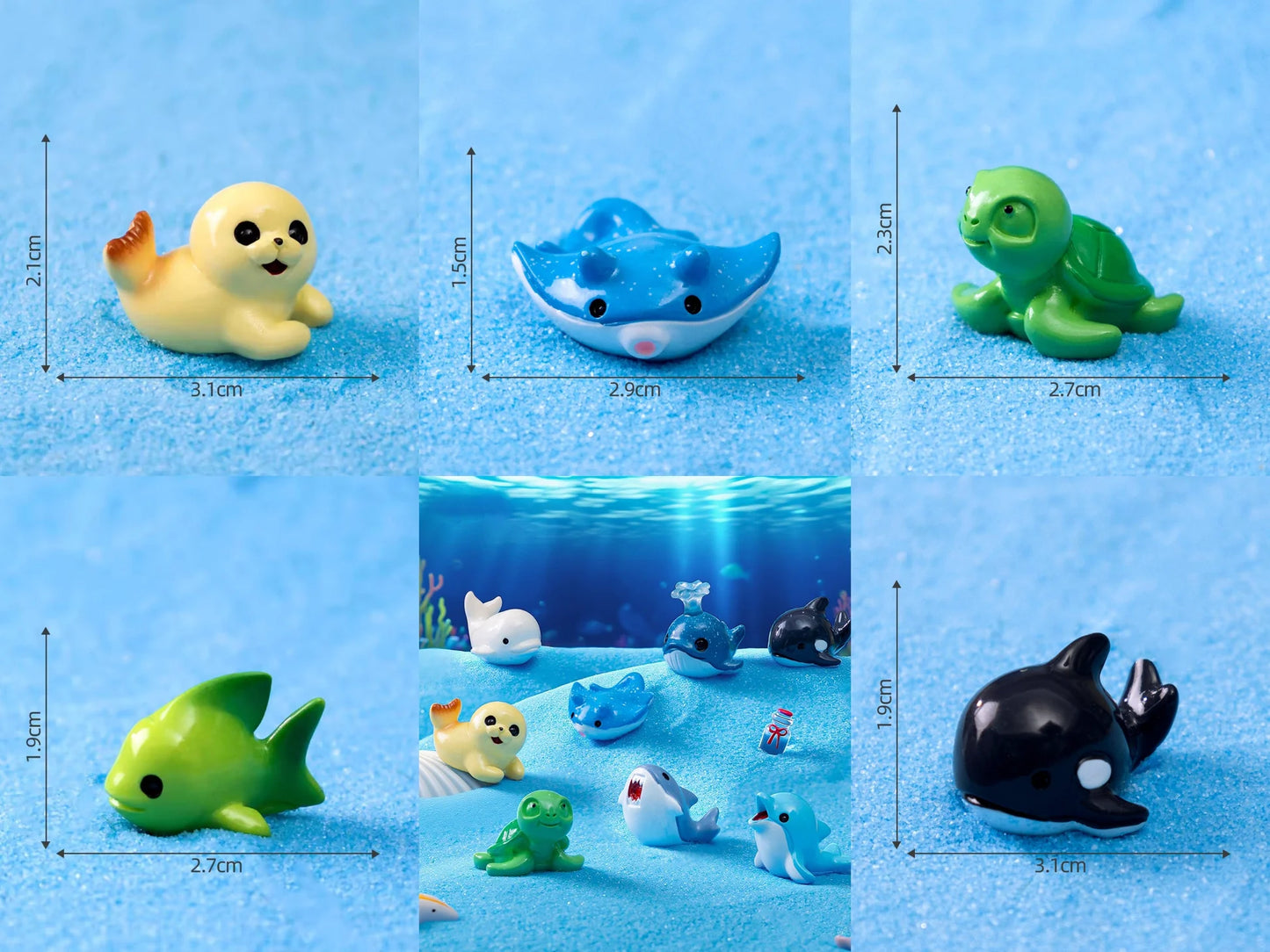 Set Of 5 Fishes &  Turtle Miniatures