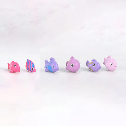 Set Of 5 Pink & Purple Fish Miniature