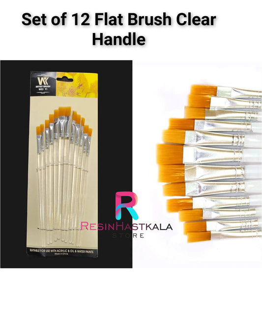 Set Of Flat Brush Clear Handle