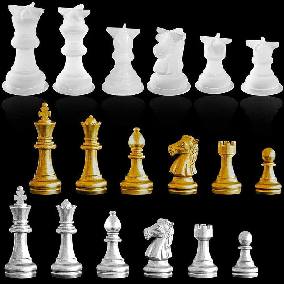 Set Of 16 Chess Game Pieces Mould (No Board)