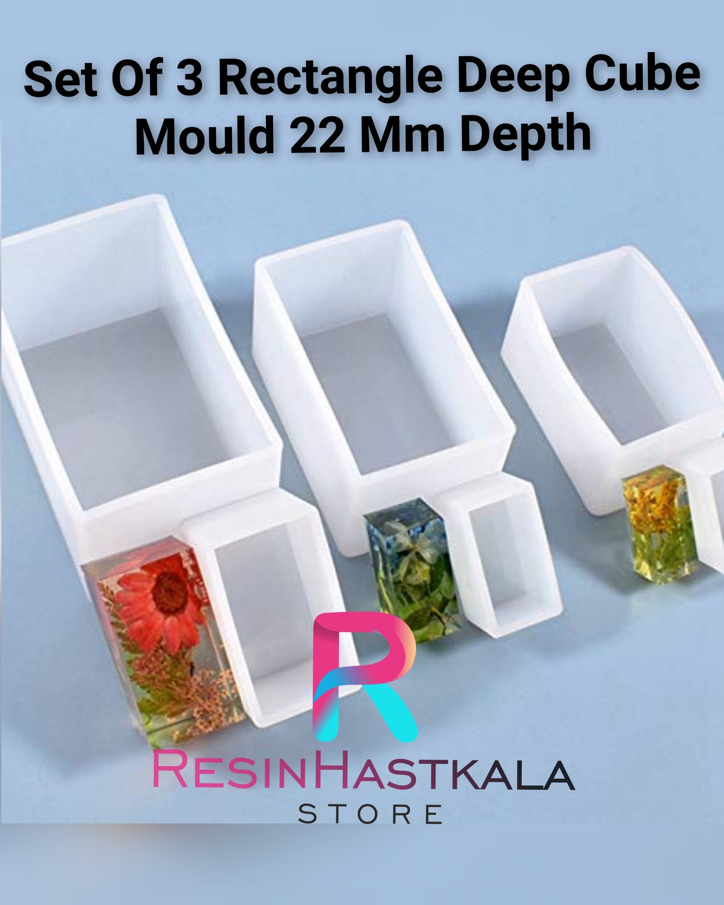 Set Of 3 Rectangle Deep Cube Mould 22 Mm Depth