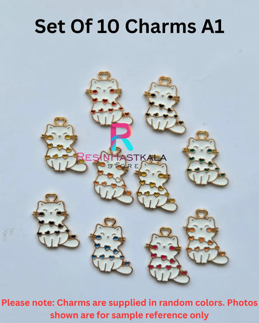 Set of 10 Charms – A1 Cat Design