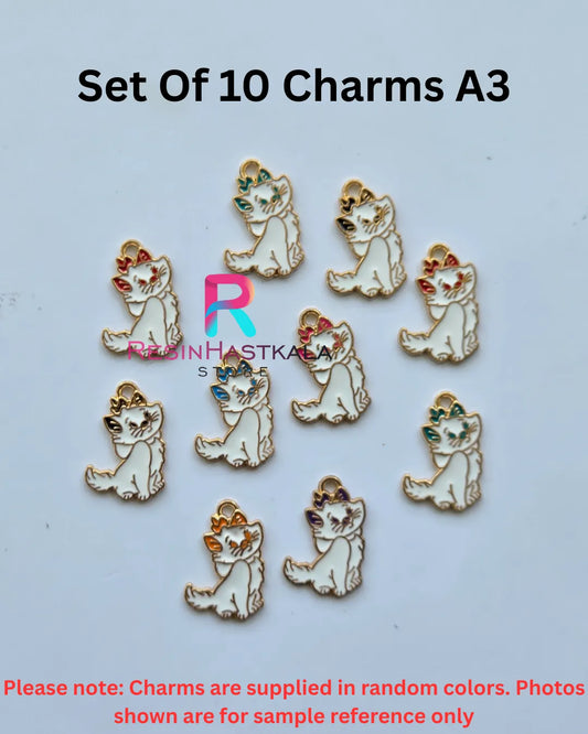 Set of 10 Charms – A3 Cat Design
