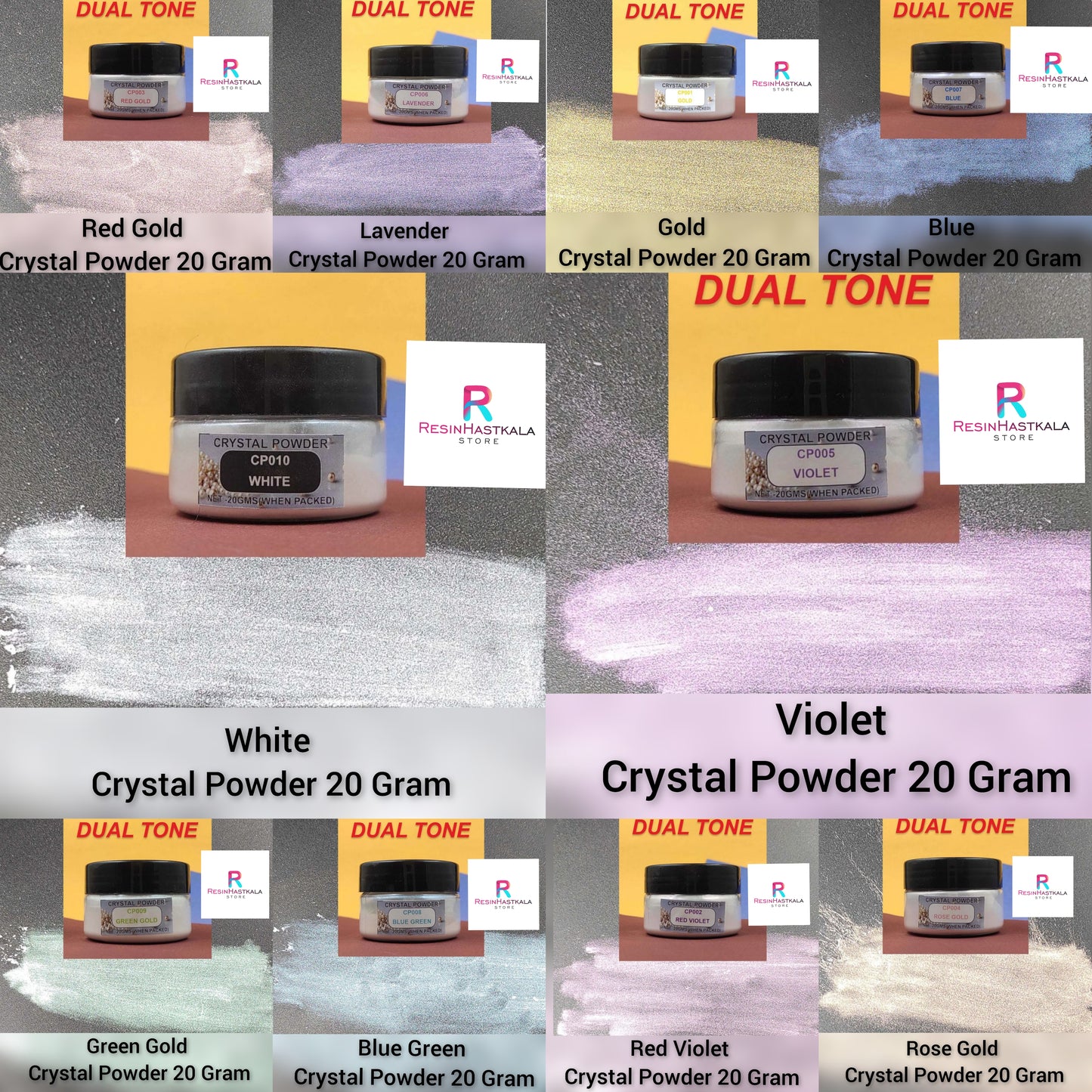 Set Of 10 Crystal Powder (20 Gram Each)