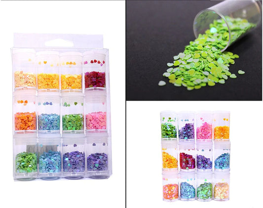 Set of 12 Heart Glitter