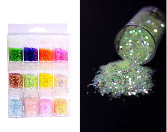 Set of 12 Rainbow Glitter Chunks