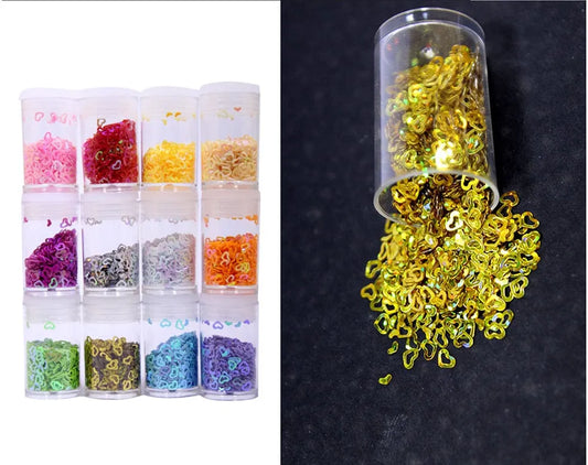 Set of 12 Rainbow Heart Glitter Set