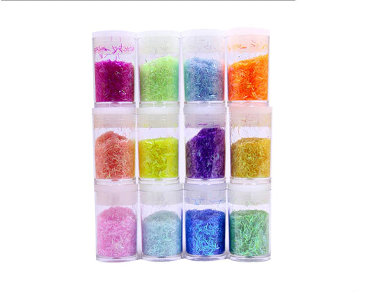 Set of 12 Rainbow Neon Thread Glitter