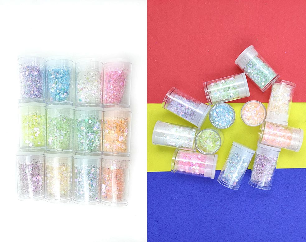Set of 12 Translucent Glitter Chunks