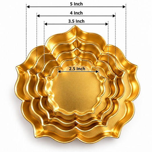 Set of 4 Powder Electroplated Metal Urli Bowls for Candle Making – 2.5, 3.5, 4 & 5 Inch