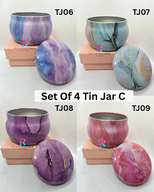 Set of 4 Tin Jars C - For Candle Making