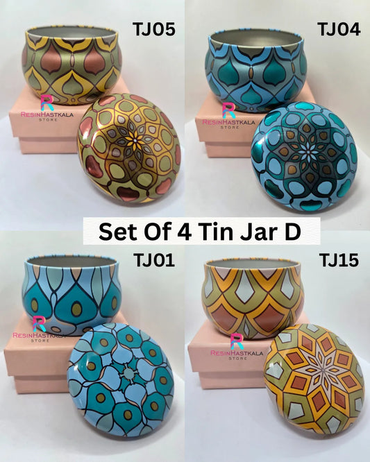 Set of 4 Tin Jars D - For Candle Making