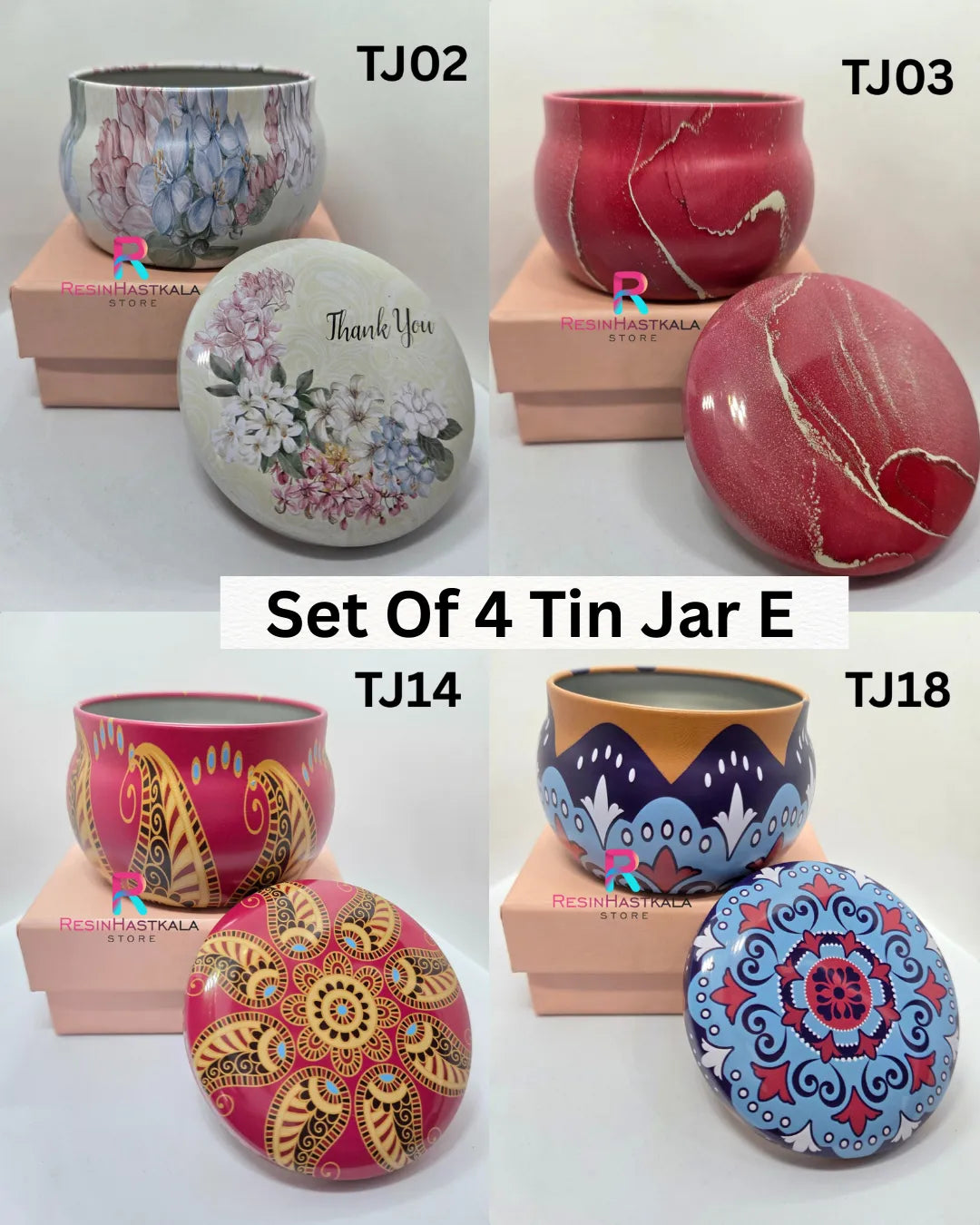 Set of 4 Tin Jars E - For Candle Making