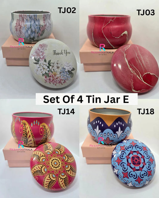 Set of 4 Tin Jars E - For Candle Making