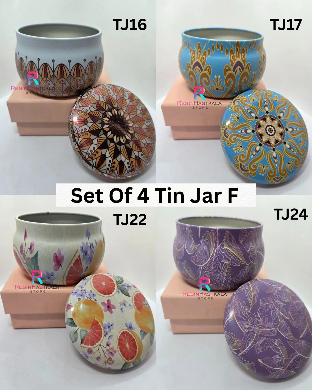 Set of 4 Tin Jars F - For Candle Making