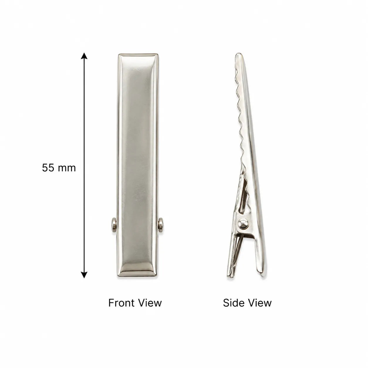 Silver Alligator Hair Clip Pin (10 Pieces) (55 mm)