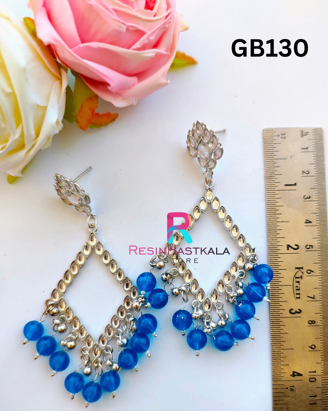 Silver Earring Beze/ Jumkha With Mirror Beads (GB130)