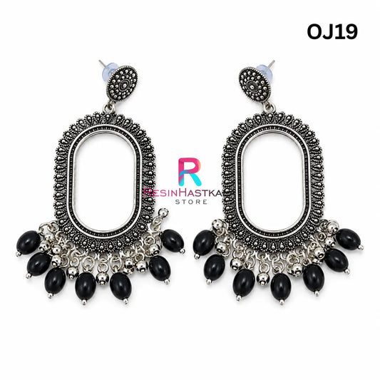 Silver Earring Bezel / Jhumka with Beads (OJ19)