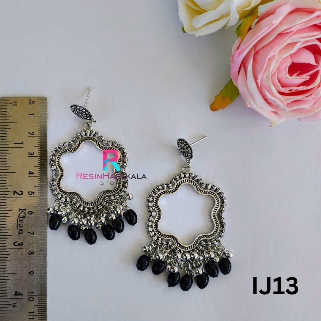 Silver Earring Bezel/Jumkha With Beads (IJ13)