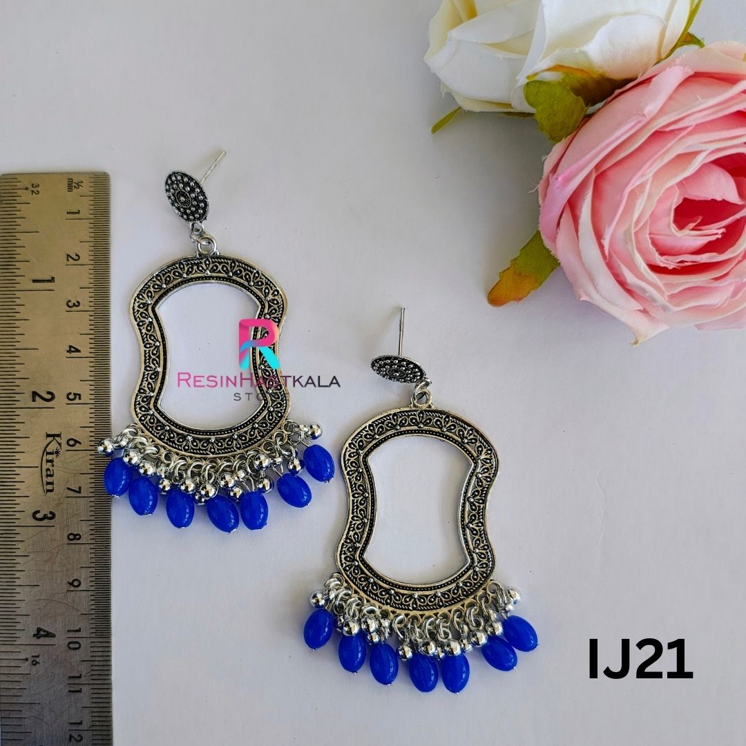 Silver Earring Bezel/Jumkha With Beads (IJ21)