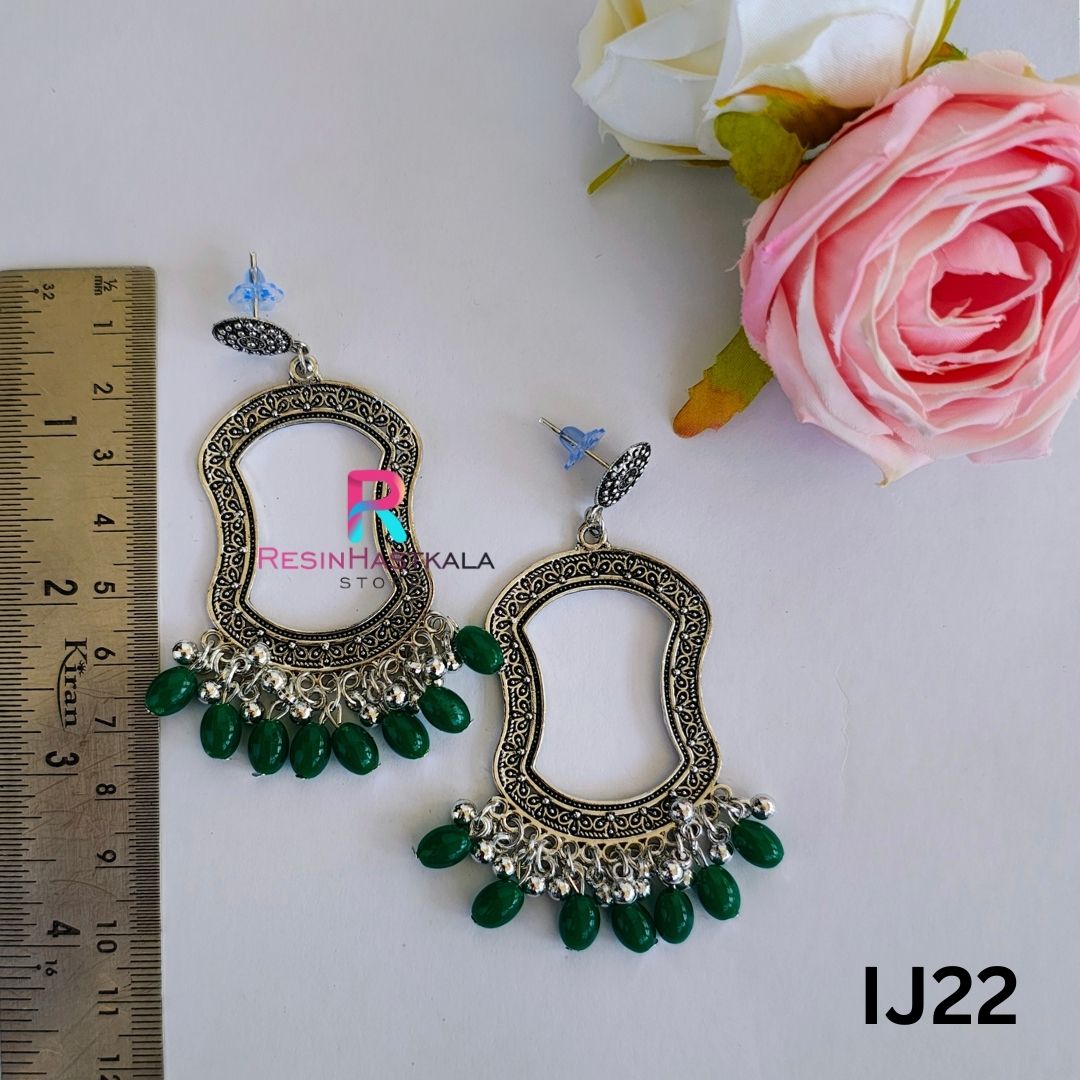 Silver Earring Bezel/Jumkha With Beads (IJ22)